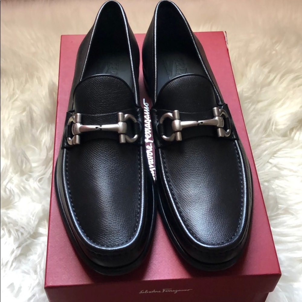 Salvatore Ferragamo Black Leather Loafers